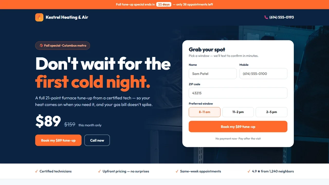 Kestrel Heating & Air — HVAC promotion