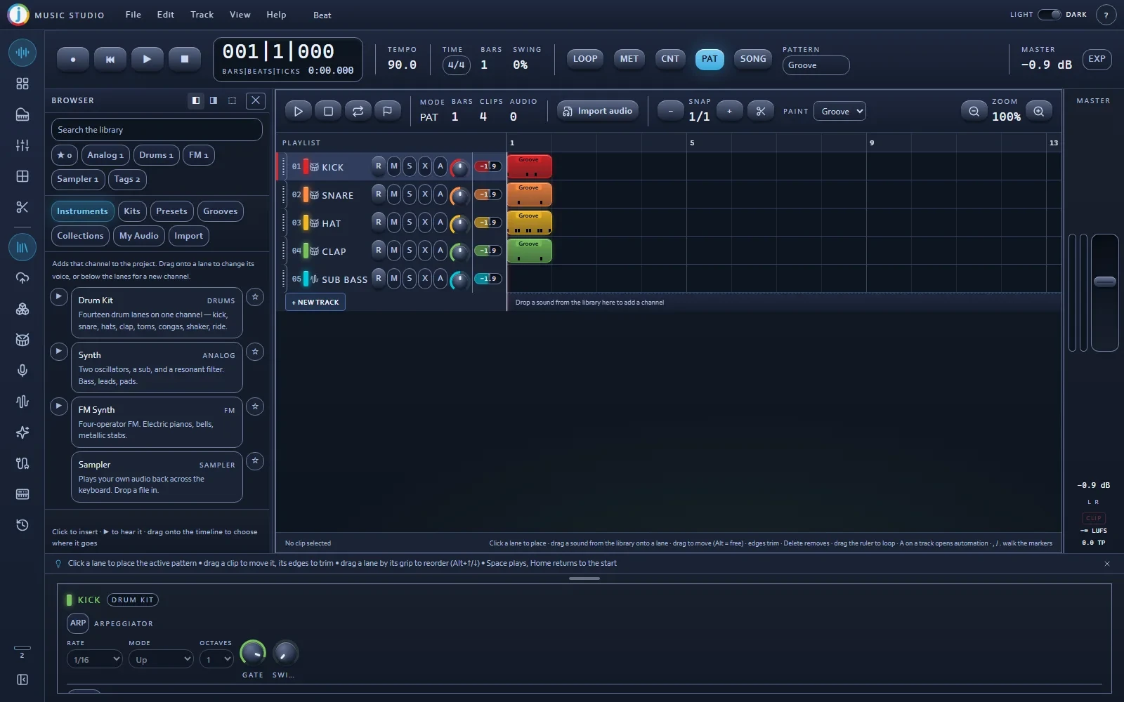 Browser music studio